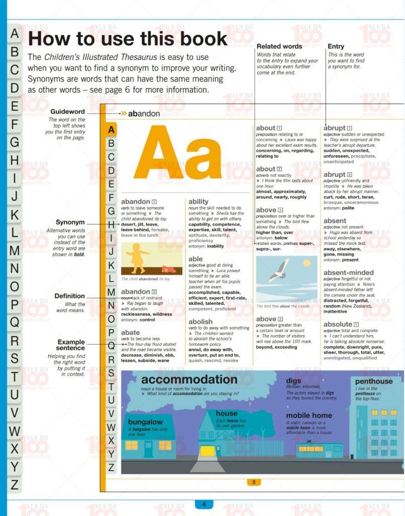DK儿童插图图解同义词词典《Children＇s Illustrated Thesaurus》 高清原版PDF（共258页）/小学综合/其它/学霸100