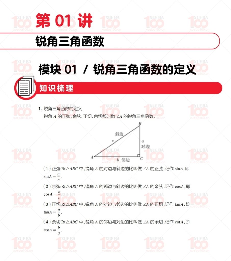 初二八年级下册寒假数学视频课程+讲义（53页）可打印/八年级/数学/学霸100