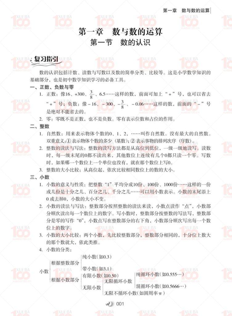 小升初数学衔接教材电子版pdf文档（共108页）/七年级/数学/学霸100