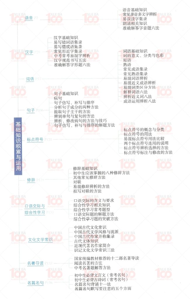 初中语文知识清单PDF（共388页）964M/九年级/语文/学霸100