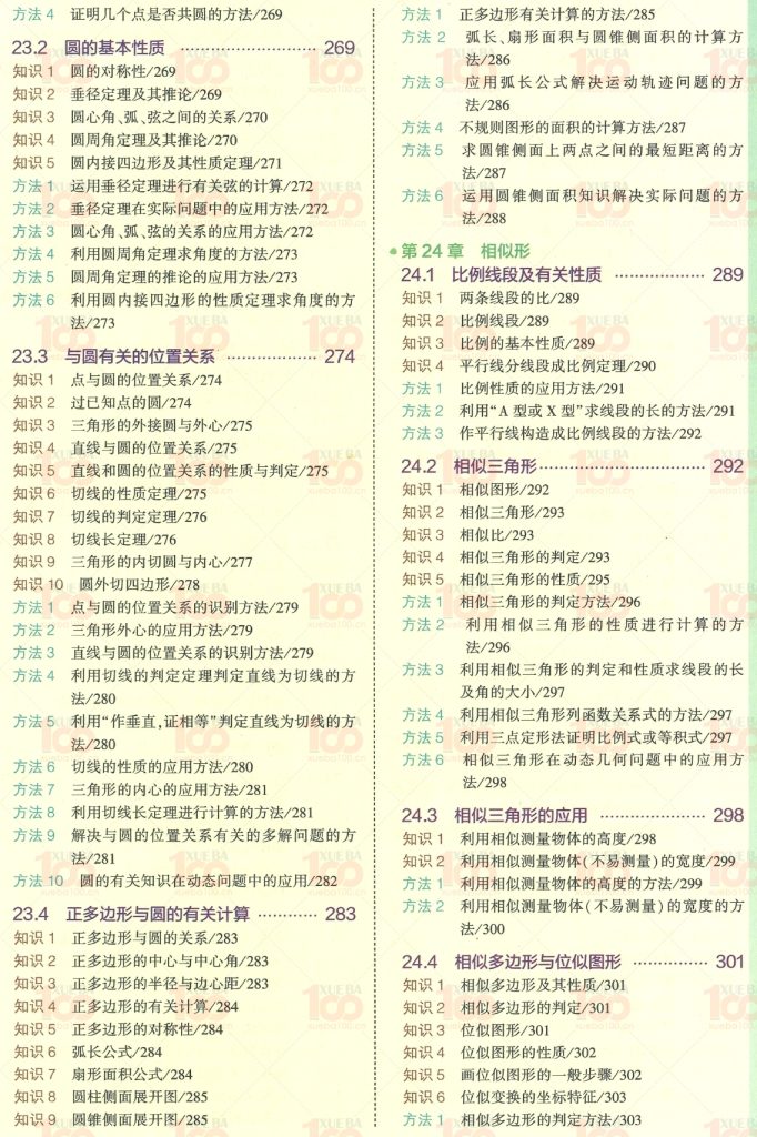 初中数学知识清单中考题型总结（共404页）/九年级/数学/学霸100